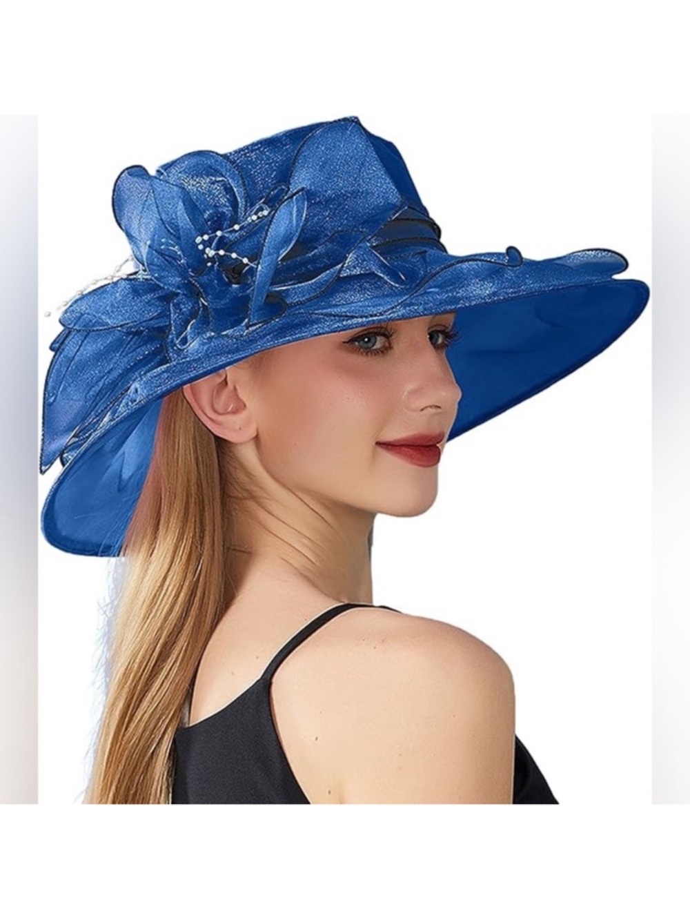 Kentucky derby, Tea Party Fascinator Navy Organza Women's Sun Hat